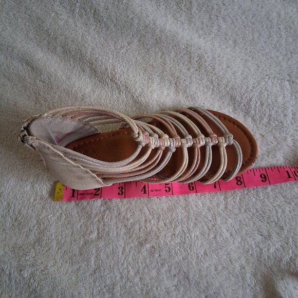 Justice Girl's Size 1 Metallic Gold Silver Bronze Strappy Gladiator Sandals - Picture 10 of 12